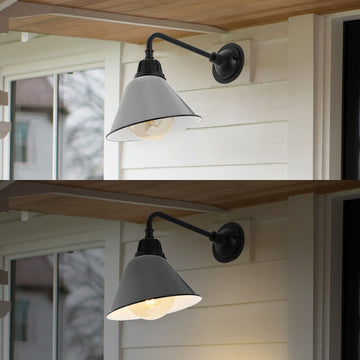 Croydon 9.63" Farmhouse Industrial Indoor/Outdoor Iron LED Gooseneck Arm Outdoor Sconce